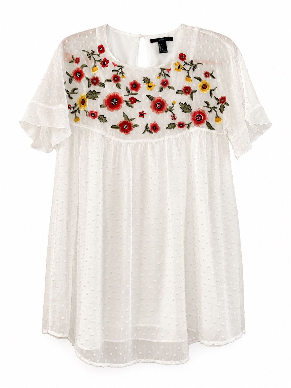 Forever 21 Swiss Dot Floral Mini Dress | Cottagecore Boho Romantic